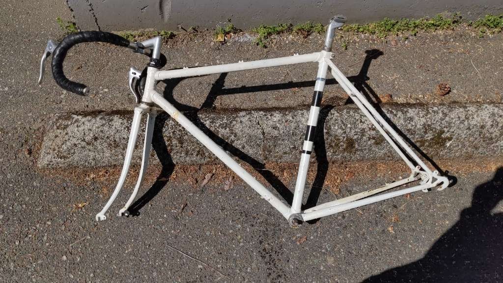 Vintage Steel Road Bike Frame Set White Used